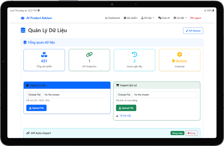 ai product advisor - product import