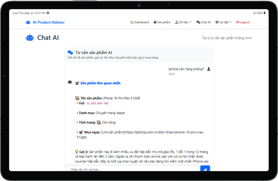 ai product advisor - conversation