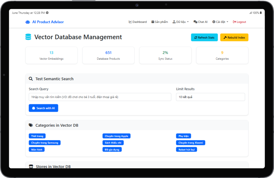 ai product advisor - vector database